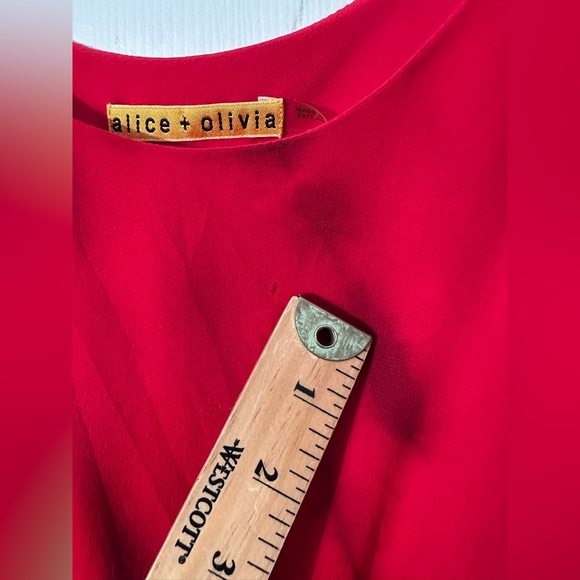 ALICE + OLIVIA Large Cabella Red Tie Dye Tank Lined Dress Skater Luxury Party - Picture 13 of 14